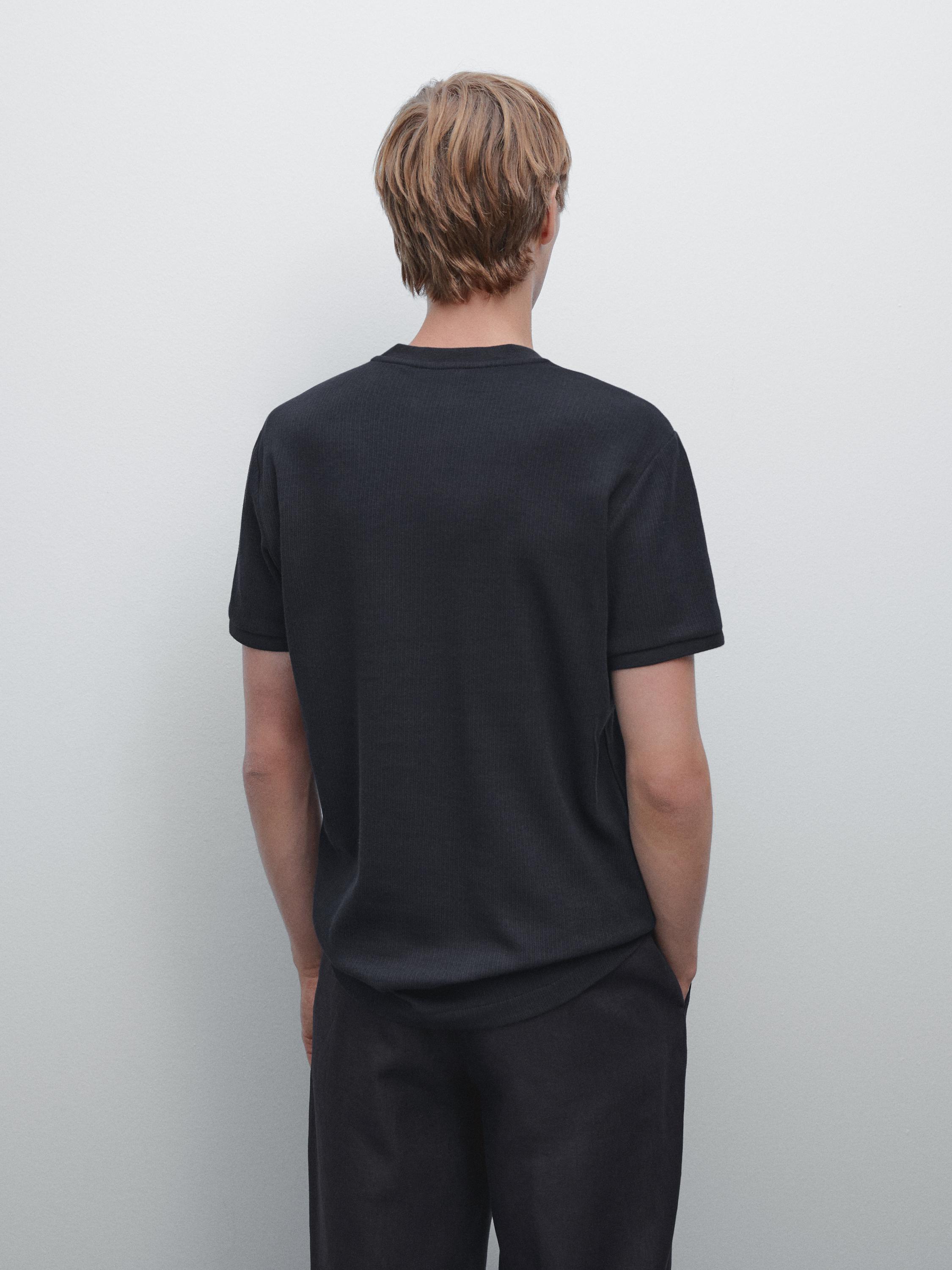 Polo côtelé col mao